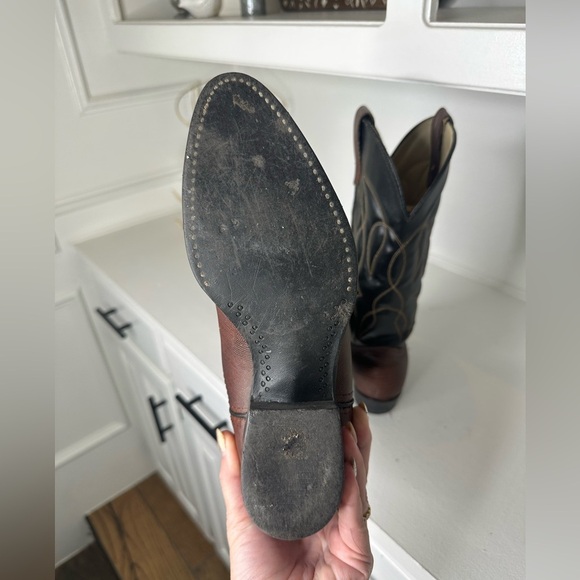 Bronco Western Cowboy Boots Women’s 9.5 Men’s 8 Brown Leather Made in USA - Picture 8 of 9